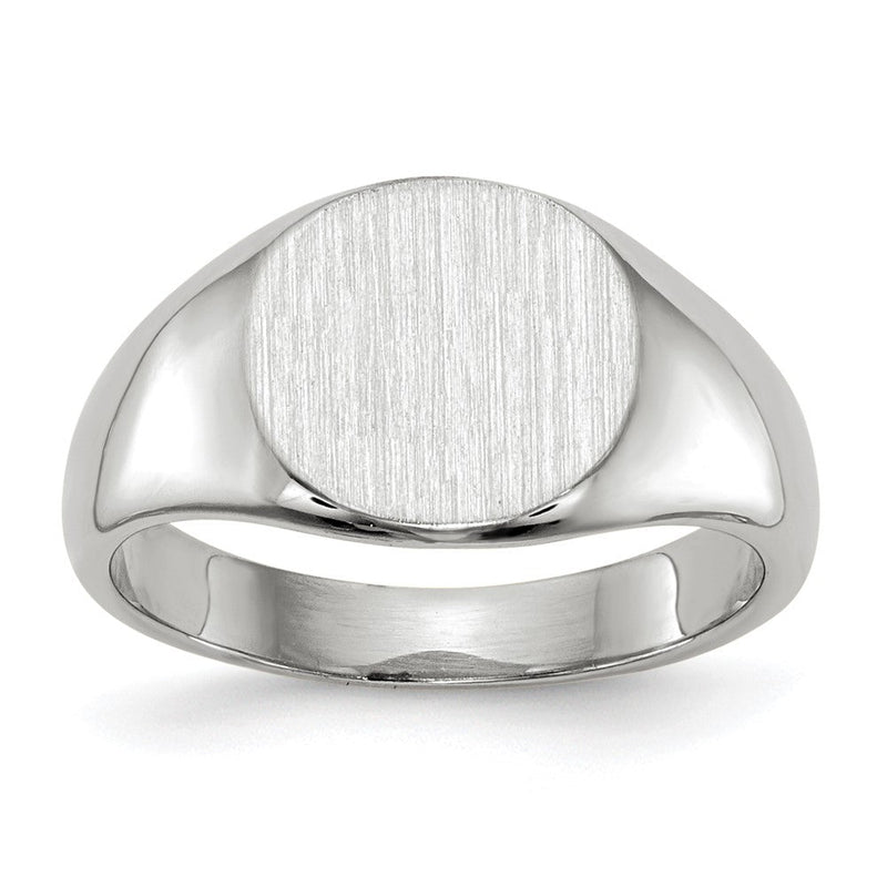 14K Weißgold 8,5 mm x 8,25 mm Siegelring für Kinder mit geschlossener Rückseite