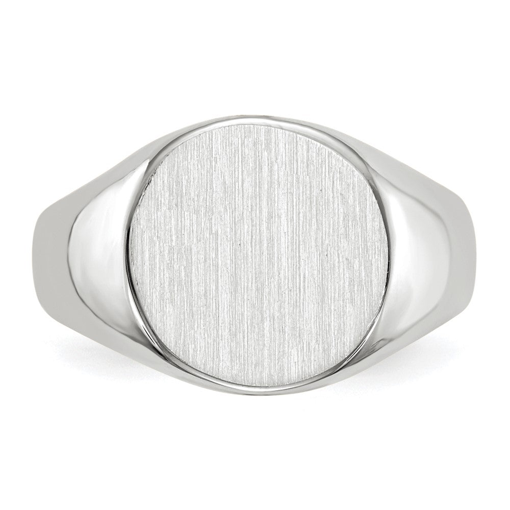14K Weißgold Siegelring mit geschlossener Rückseite, 10,0x11,0 mm