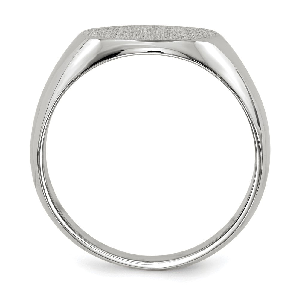 14K Weißgold Herren-Siegelring mit geschlossener Fassung, 12,5x13,5mm