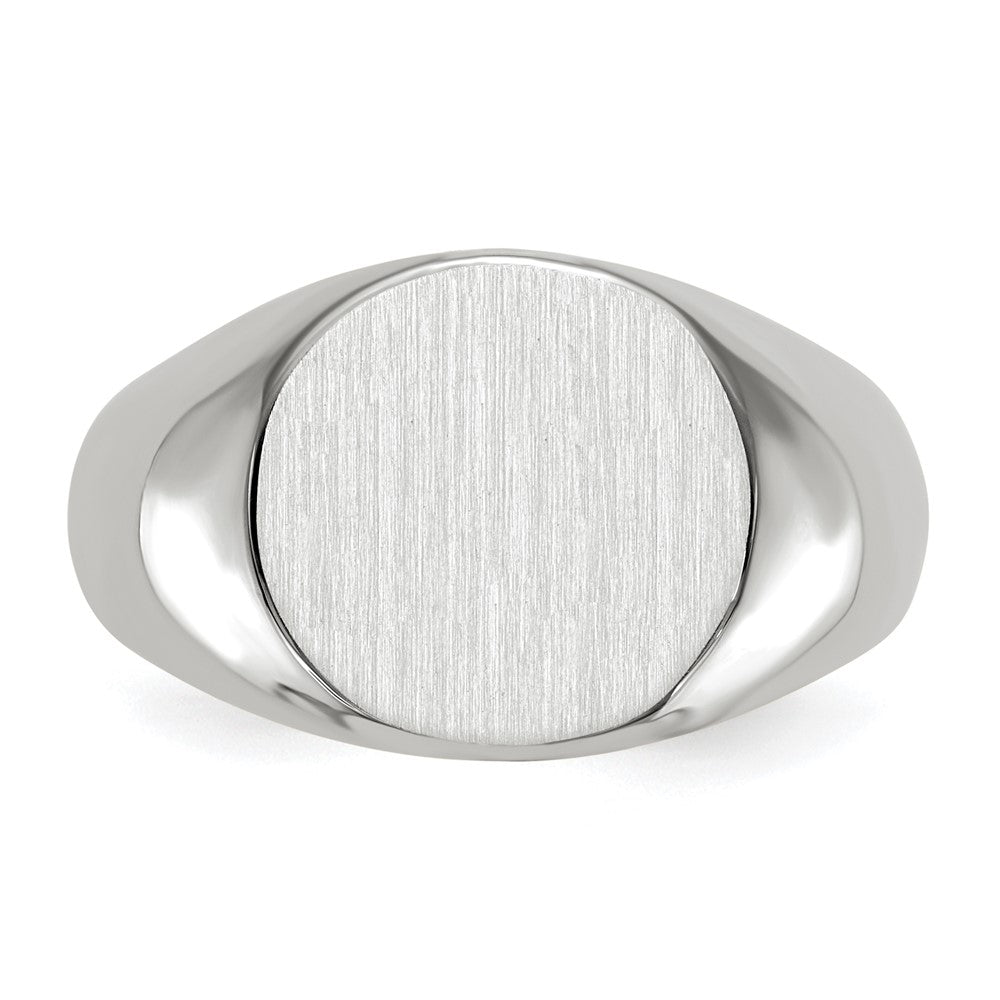 14K Weißgold Herren-Siegelring mit geschlossener Fassung, 12,5x13,5mm