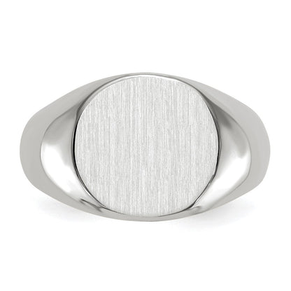 14K Weißgold Herren-Siegelring mit geschlossener Fassung, 12,5x13,5mm