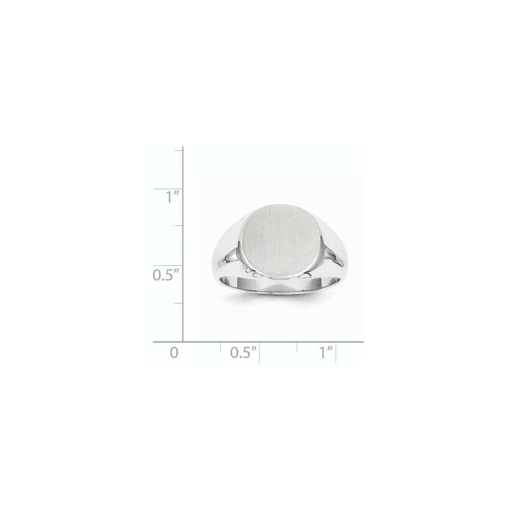 14K Weißgold Herren-Siegelring mit geschlossener Fassung, 12,5x13,5mm