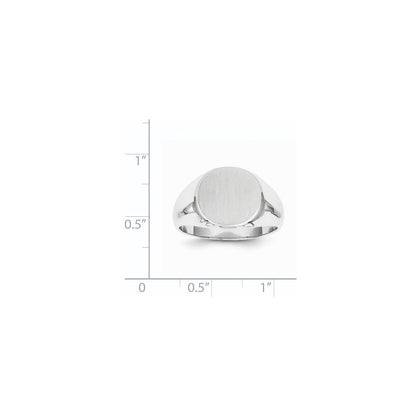 14K Weißgold Herren-Siegelring mit geschlossener Fassung, 12,5x13,5mm