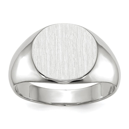 14K Weißgold Herren-Siegelring mit geschlossener Fassung, 12,5x13,5mm