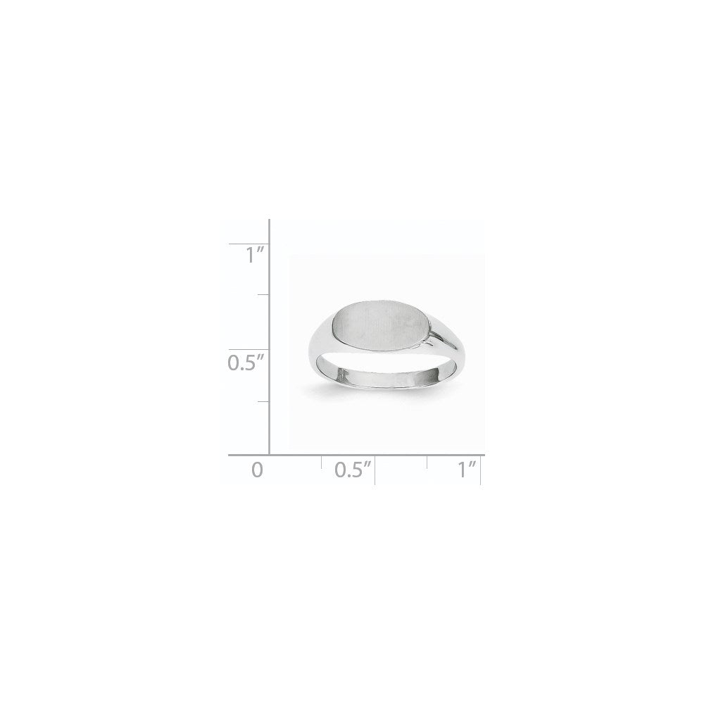 14K Weißgold Siegelring mit geschlossener Rückseite, 6,5x12,0mm