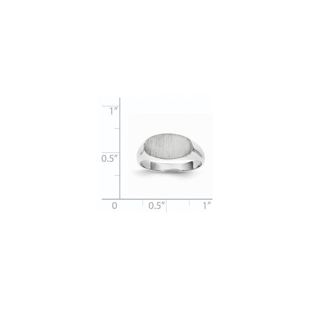 14K Weißgold Siegelring, geschlossen, 7,5x13,5 mm