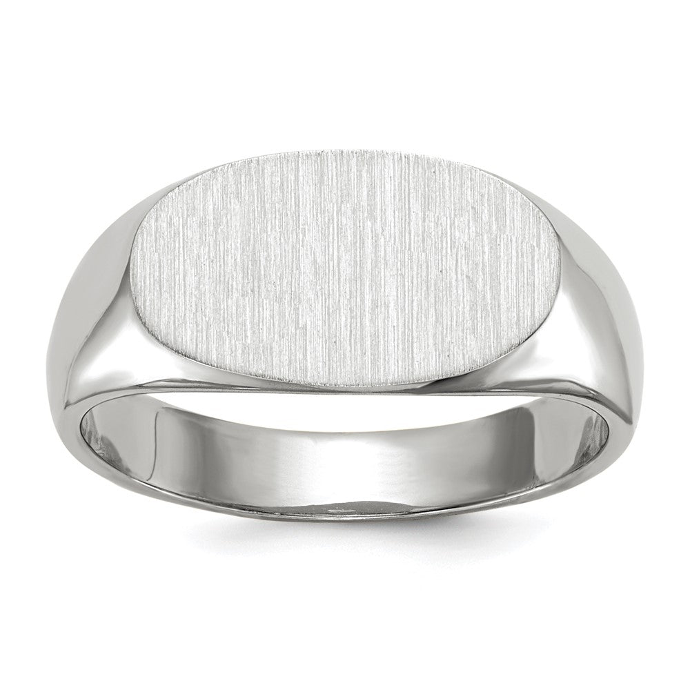 14K Weißgold Siegelring, geschlossen, 7,5x13,5 mm