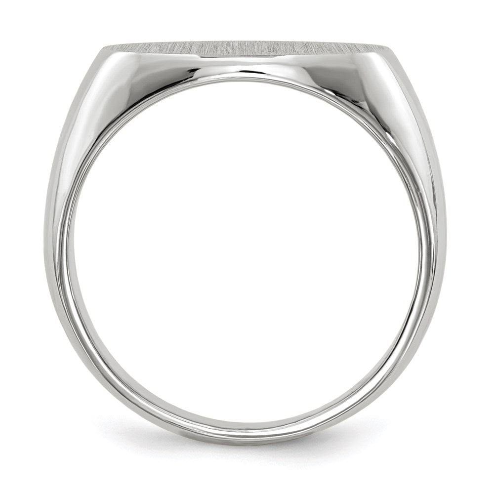 14K Weißgold Herren-Siegelring mit geschlossener Fassung, 11,0 x 16,5 mm