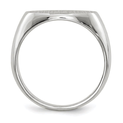 14K Weißgold Herren-Siegelring mit geschlossener Fassung, 11,0 x 16,5 mm