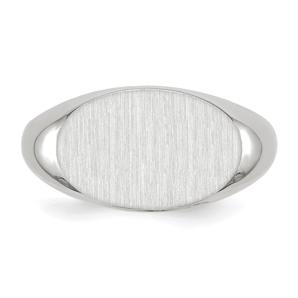 14K Weißgold Herren-Siegelring mit geschlossener Fassung, 11,0 x 16,5 mm