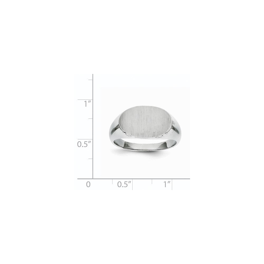 14K Weißgold Herren-Siegelring mit geschlossener Fassung, 11,0 x 16,5 mm