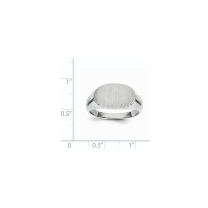 14K Weißgold Herren-Siegelring mit geschlossener Fassung, 11,0 x 16,5 mm
