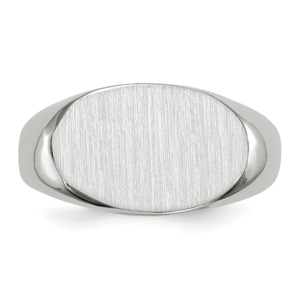 14K Weißgold Siegelring mit offener Rückseite, 9,5 x 15,0 mm