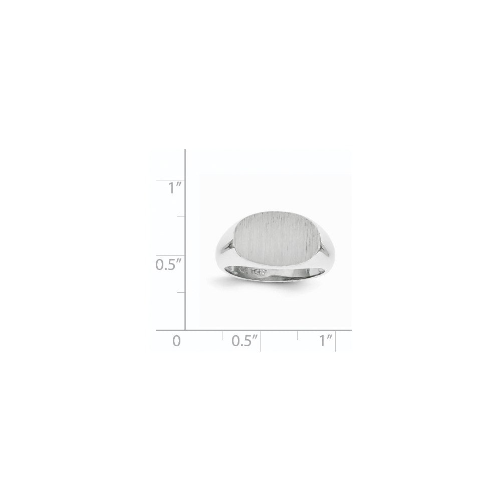 14K Weißgold Siegelring mit offener Rückseite, 9,5 x 15,0 mm