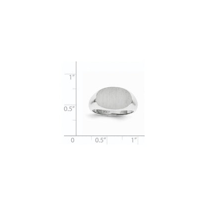 14K Weißgold Siegelring mit offener Rückseite, 9,5 x 15,0 mm