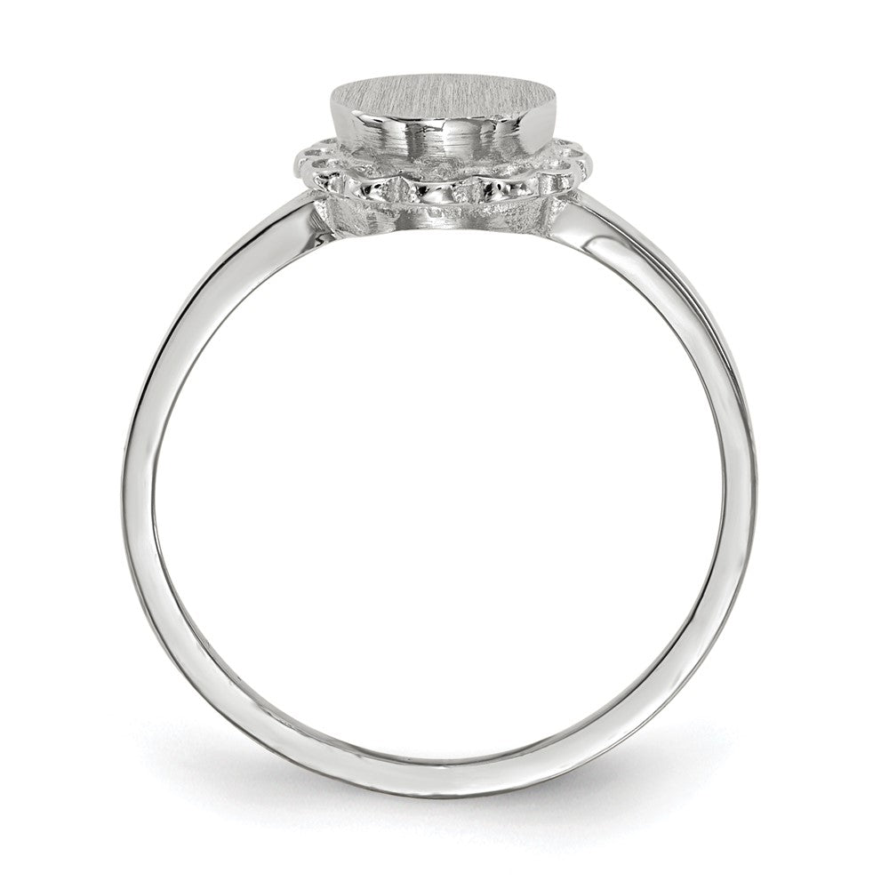 14K Weißgold Siegelring mit offener Fassung, 7,0 x 6,5 mm