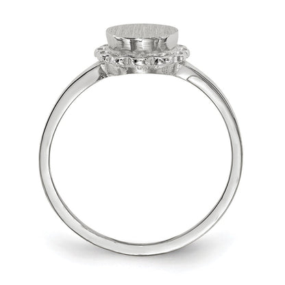 14K Weißgold Siegelring mit offener Fassung, 7,0 x 6,5 mm