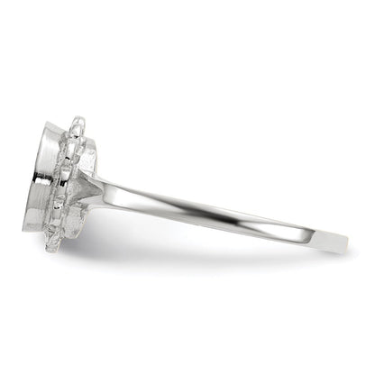 14K Weißgold Siegelring mit offener Fassung, 7,0 x 6,5 mm