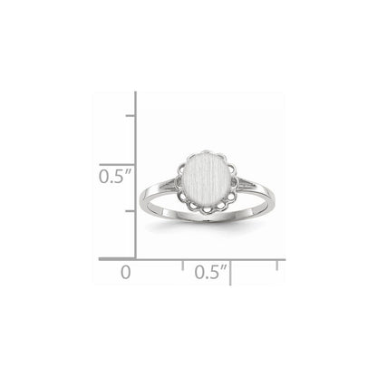 14K Weißgold Siegelring mit offener Fassung, 7,0 x 6,5 mm