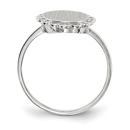 14K Weißgold Siegelring 9,0x8,5mm mit offener Rückseite