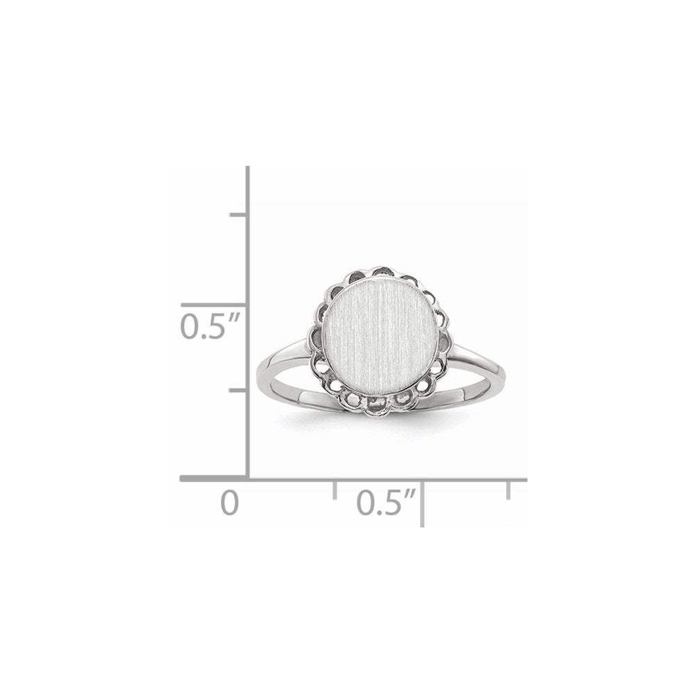 14K Weißgold Siegelring 9,0x8,5mm mit offener Rückseite