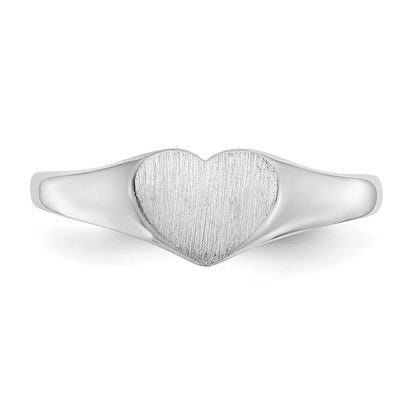 14K Weißgold Siegelring mit offener Rückseite, herzförmig, 5,5 x 8,0 mm