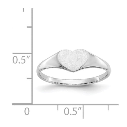 14K Weißgold Siegelring mit offener Rückseite, herzförmig, 5,5 x 8,0 mm