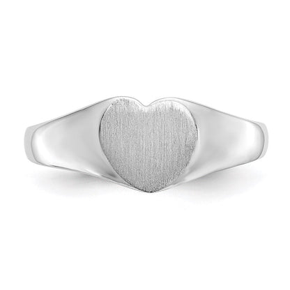 14K Weißgold Siegelring mit geschlossener Fassung, 6,0x8,0 mm, Herzform
