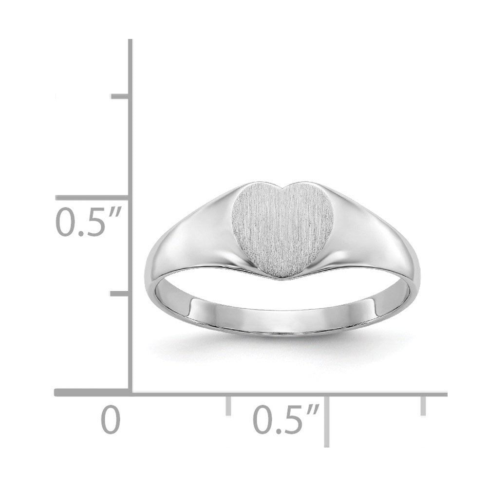 14K Weißgold Siegelring mit geschlossener Fassung, 6,0x8,0 mm, Herzform