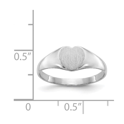 14K Weißgold Siegelring mit geschlossener Fassung, 6,0x8,0 mm, Herzform