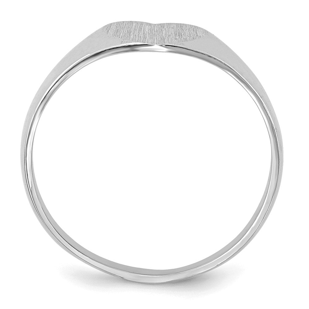 14K Weißgold Siegelring mit Herzform, 7,0x9,5mm, geschlossene Fassung