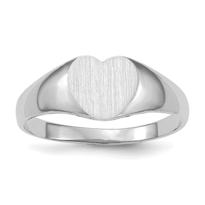 14K Weißgold Siegelring mit Herzform, 7,0x9,5mm, geschlossene Fassung