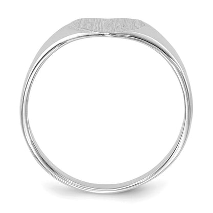 14K Weißgold Siegelring in Herzform mit geschlossener Fassung, 8,5 x 9,0 mm