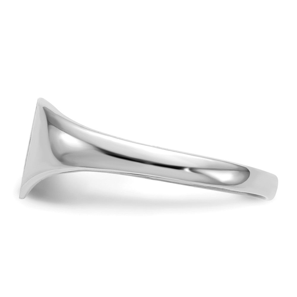 14K Weißgold Siegelring in Herzform mit geschlossener Fassung, 8,5 x 9,0 mm