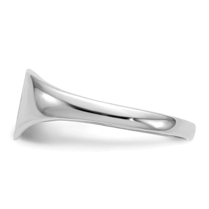 14K Weißgold Siegelring in Herzform mit geschlossener Fassung, 8,5 x 9,0 mm