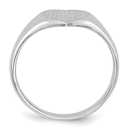 14K Weißgold Siegelring mit Herzform, geschlossene Fassung, 10,0x10,0mm