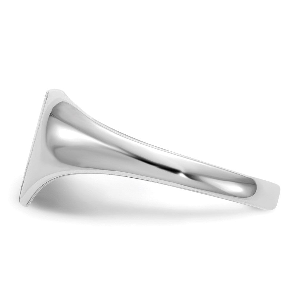 14K Weißgold Siegelring mit Herzform, geschlossene Fassung, 10,0x10,0mm