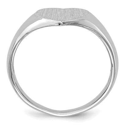 14K Weißgold Siegelring mit geschlossener Fassung, herzförmig, 7,5 x 8,0 mm