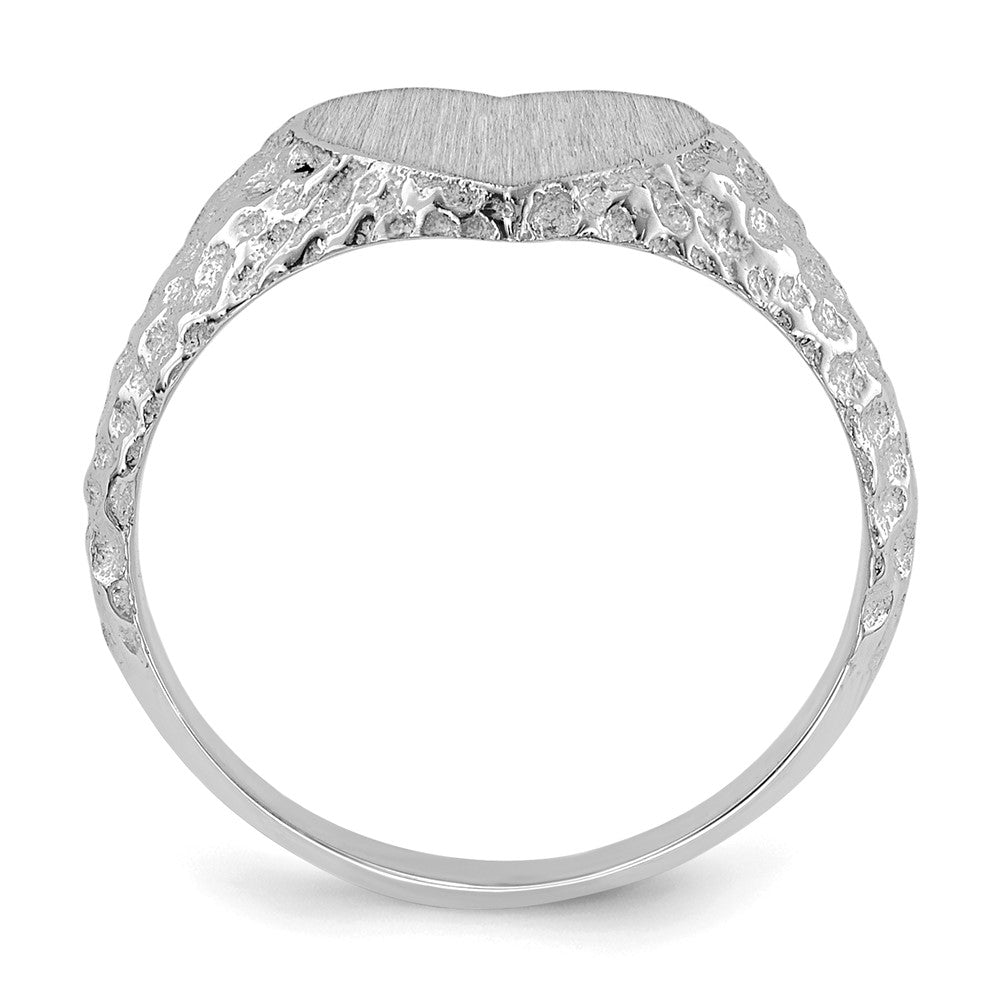 14K Weißgold Siegelring mit Herzform, 8,0x9,0 mm, offener Rückseite