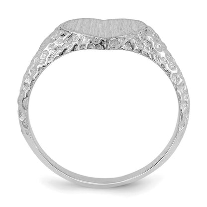14K Weißgold Siegelring mit Herzform, 8,0x9,0 mm, offener Rückseite