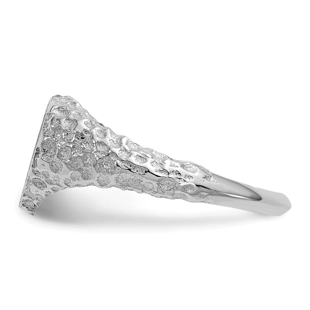 14K Weißgold Siegelring mit Herzform, 8,0x9,0 mm, offener Rückseite