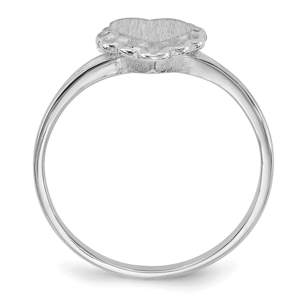 14K Weißgold Siegelring Herz mit offener Fassung 6,0x6,5 mm
