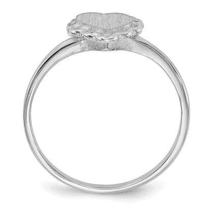 14K Weißgold Siegelring Herz mit offener Fassung 6,0x6,5 mm