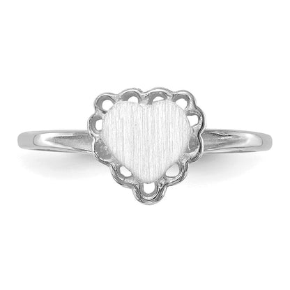 14K Weißgold Siegelring Herz mit offener Fassung 6,0x6,5 mm