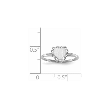 14K Weißgold Siegelring Herz mit offener Fassung 6,0x6,5 mm