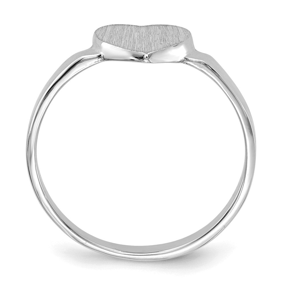 14K-Weißgold-Siegelring mit offener Rückseite und Herzform, 7,0 x 6,0 mm