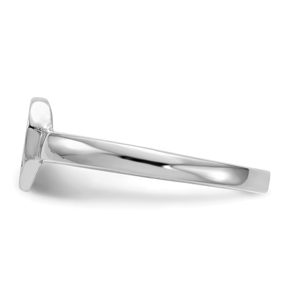 14K-Weißgold-Siegelring mit offener Rückseite und Herzform, 7,0 x 6,0 mm