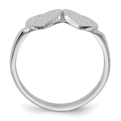14K Weißgold 8,0x8,0mm Siegelring mit offener Fassung und doppeltem Herz
