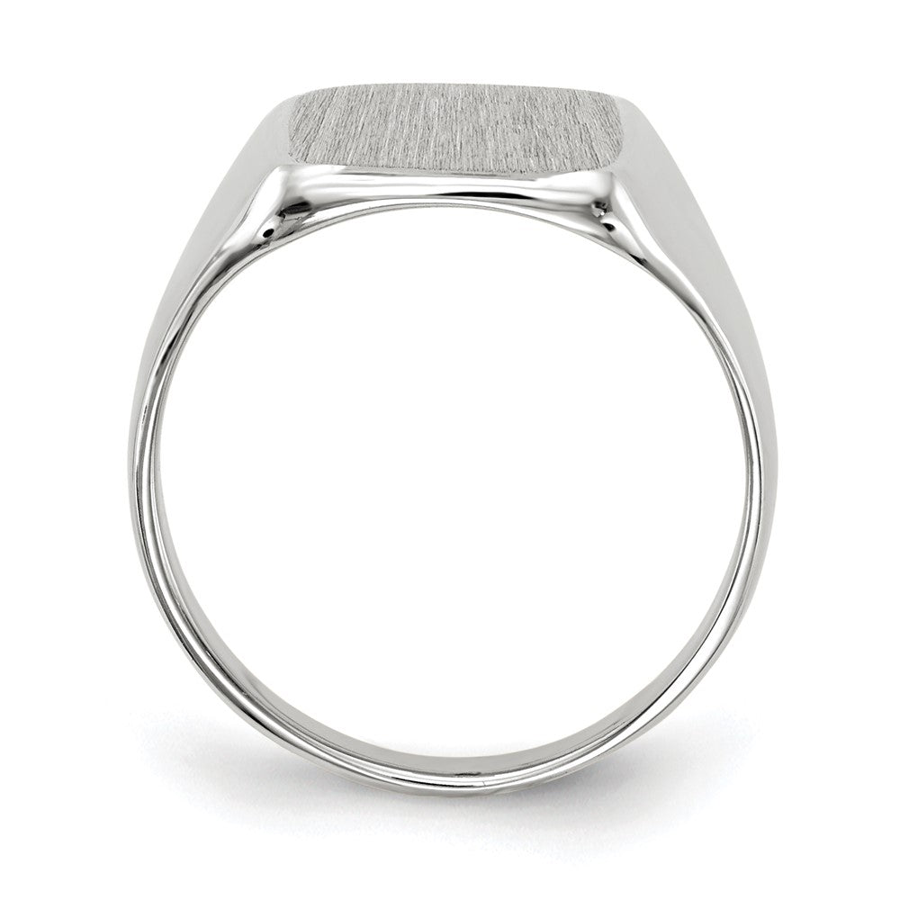 14K Weißgold Siegelring mit geschlossener Fassung, 11,0 x 10,5 mm