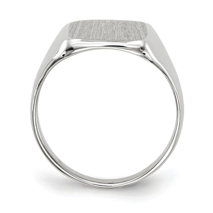 14K Weißgold Siegelring mit geschlossener Fassung, 11,0 x 10,5 mm